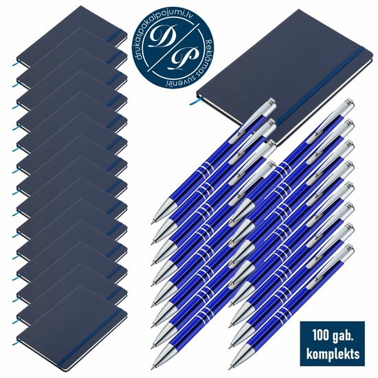 Komplekts (100 gab.) - A5 blociņš ar metāla pildspalvu
