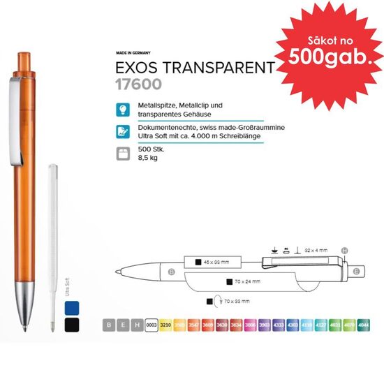 Plastmasas pildspalvas RP-17600 Exos Transparent