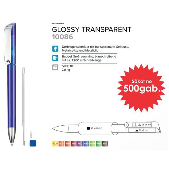 Plastmasas pildspalvas RP-10086 Glossy Transparent