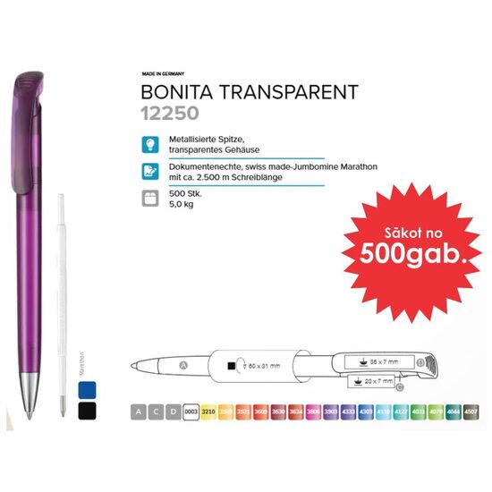 Plastmasas pildspalvas RP-12250 Bonita Transparent