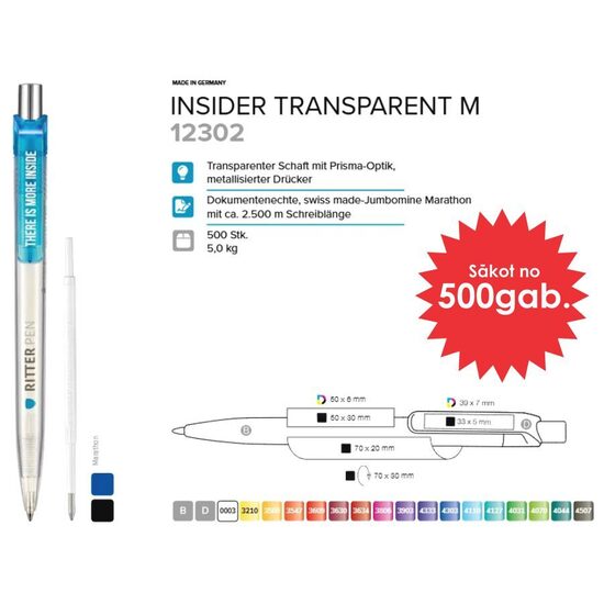 Plastmasas pildspalvas RP-12302 Insider Transparent M