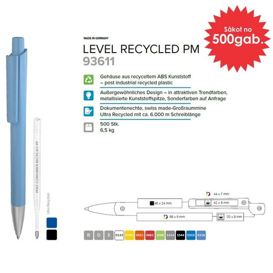 Plastmasas pildspalvas RP-93611 Level Recycled PM